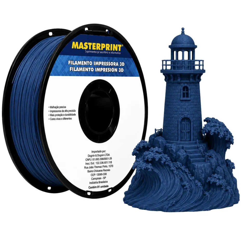 Filamento MasterPrint PLA Fosco Azul 1 kg para Impressora 3D