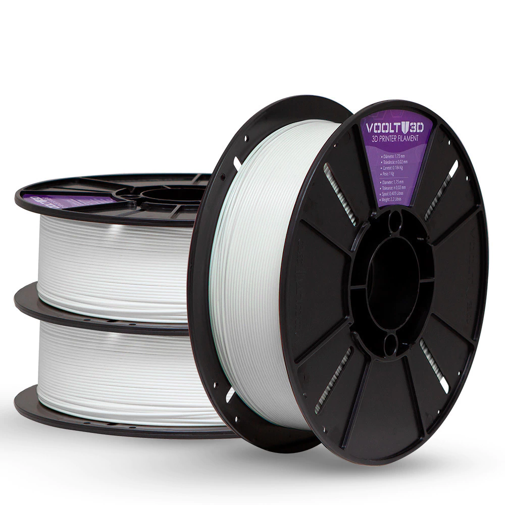 Voolt3D KIT Filamento PLA Branco Velvet 3Kg para Impressora 3D