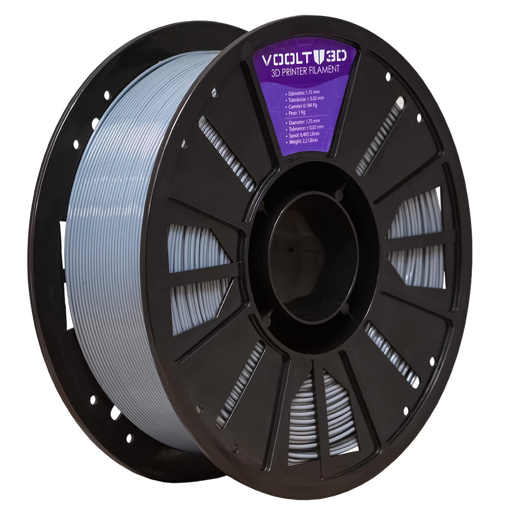 Filamento Voolt3D PETG HF Cinza Claro High Fluidity Premium - 1Kg para Impressora 3D 4