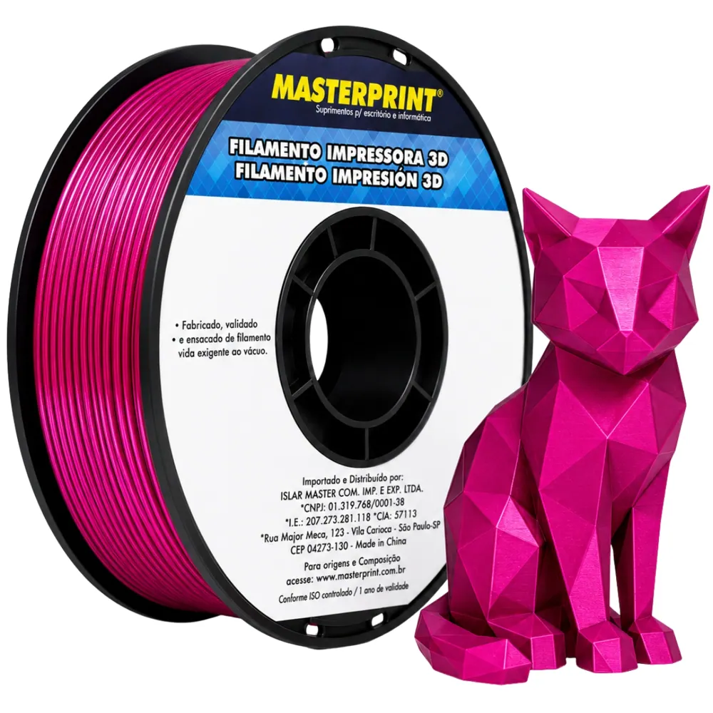 Filamento MasterPrint PLA Silk Vermelho Púrpura 1 kg para Impressora 3D