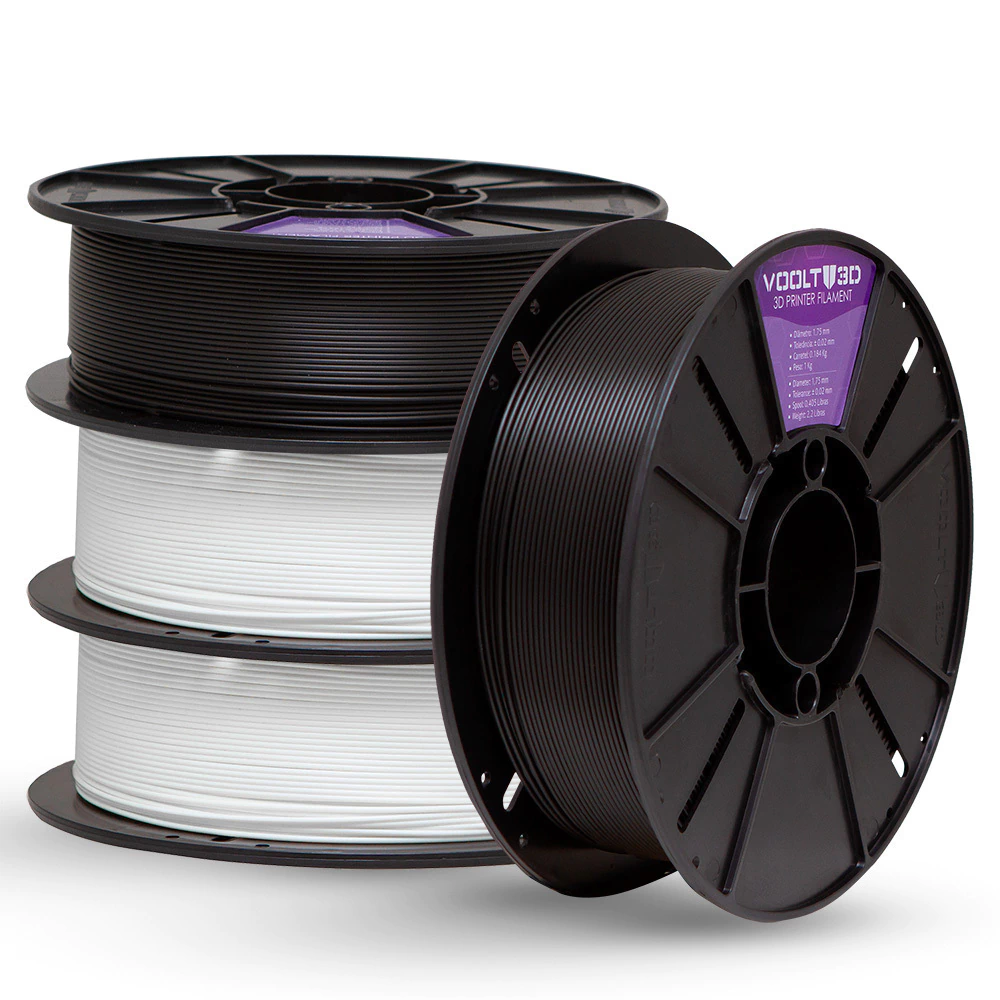 Voolt3D KIT Filamento PLA Velvet Branco + Preto para Impressora 3D