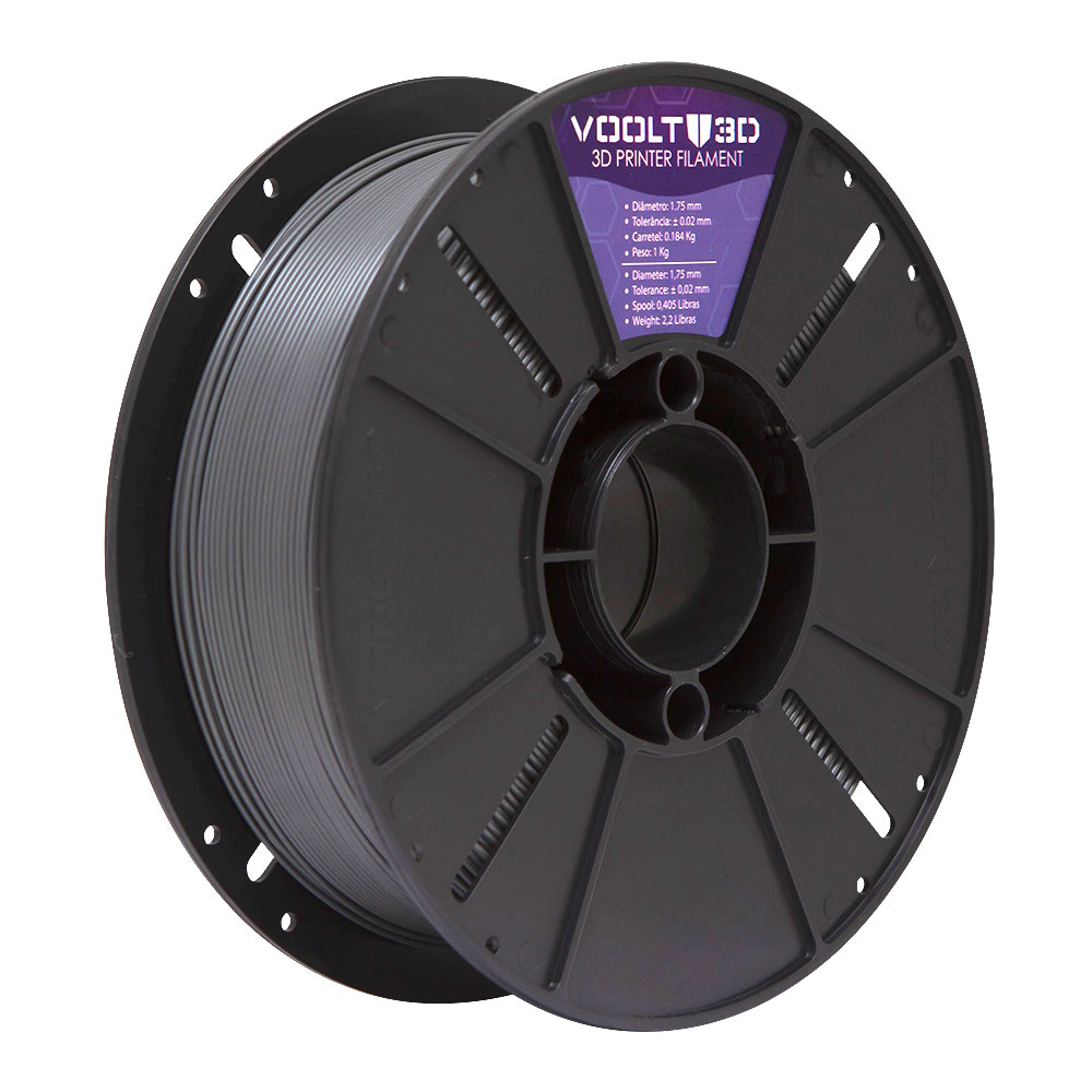 Filamento Voolt3D PLA Cinza Grafite Velvet High Speed Premium - 1Kg para Impressora 3D 4