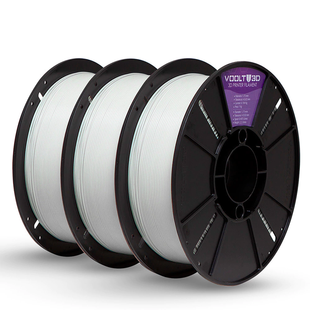 Voolt3D KIT Filamento PLA Branco Velvet 3Kg para Impressora 3D 3