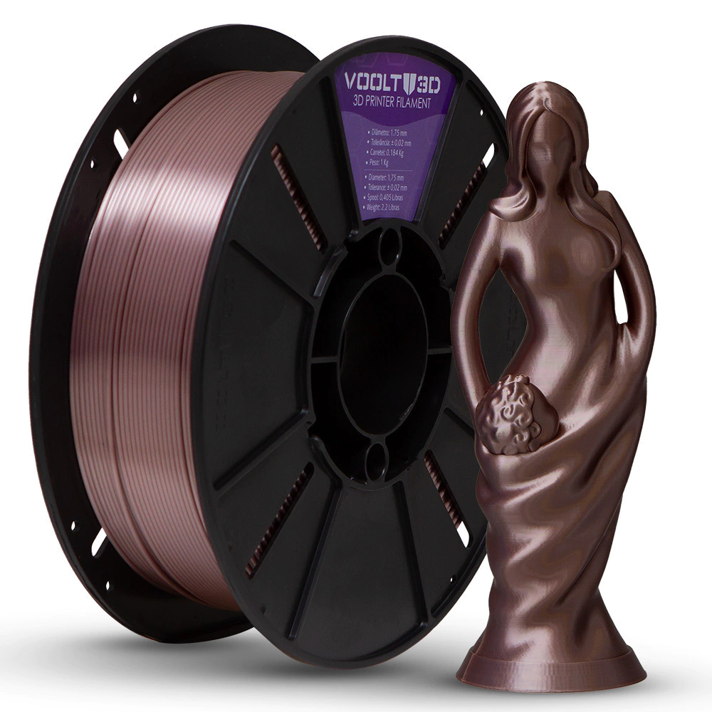 Filamento Voolt3D PLA Silk Rose 1kg para Impressora 3D