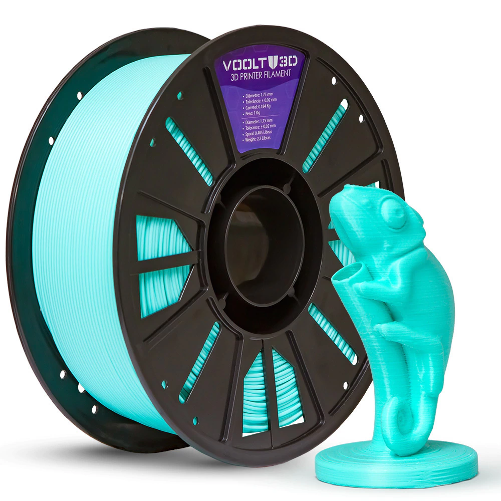 Filamento Voolt3D PLA Verde Tiffany High Speed Premium - 1Kg para Impressora 3D 1