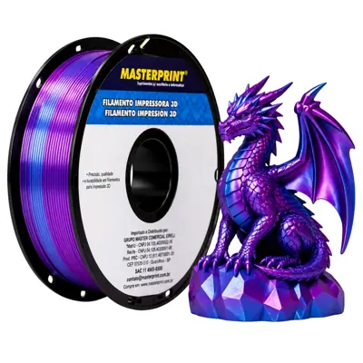 Filamento MasterPrint PLA Silk Tricolor Azul/Dourado/Roxo 1 kg para Impressora 3D — filamento para impressora 3D
