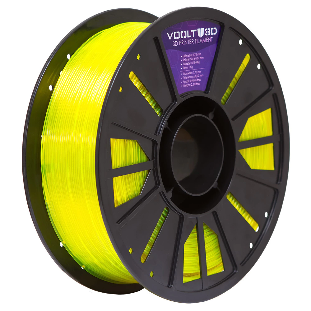 Filamento Voolt3D PLA Translucido Verde Limao 1kg para Impressora 3D 4