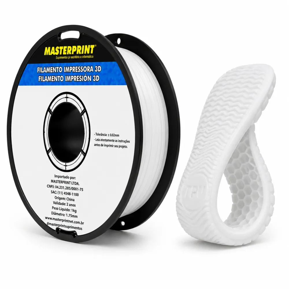 Filamento MasterPrint TPU Branco 1 kg para Impressora 3D