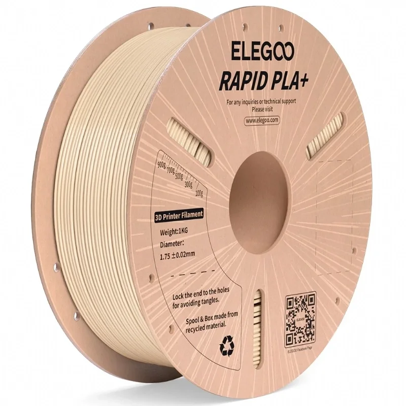 Filamento Elegoo Rapid PLA+ Bege Elegoo 1 kg para Impressora 3D
