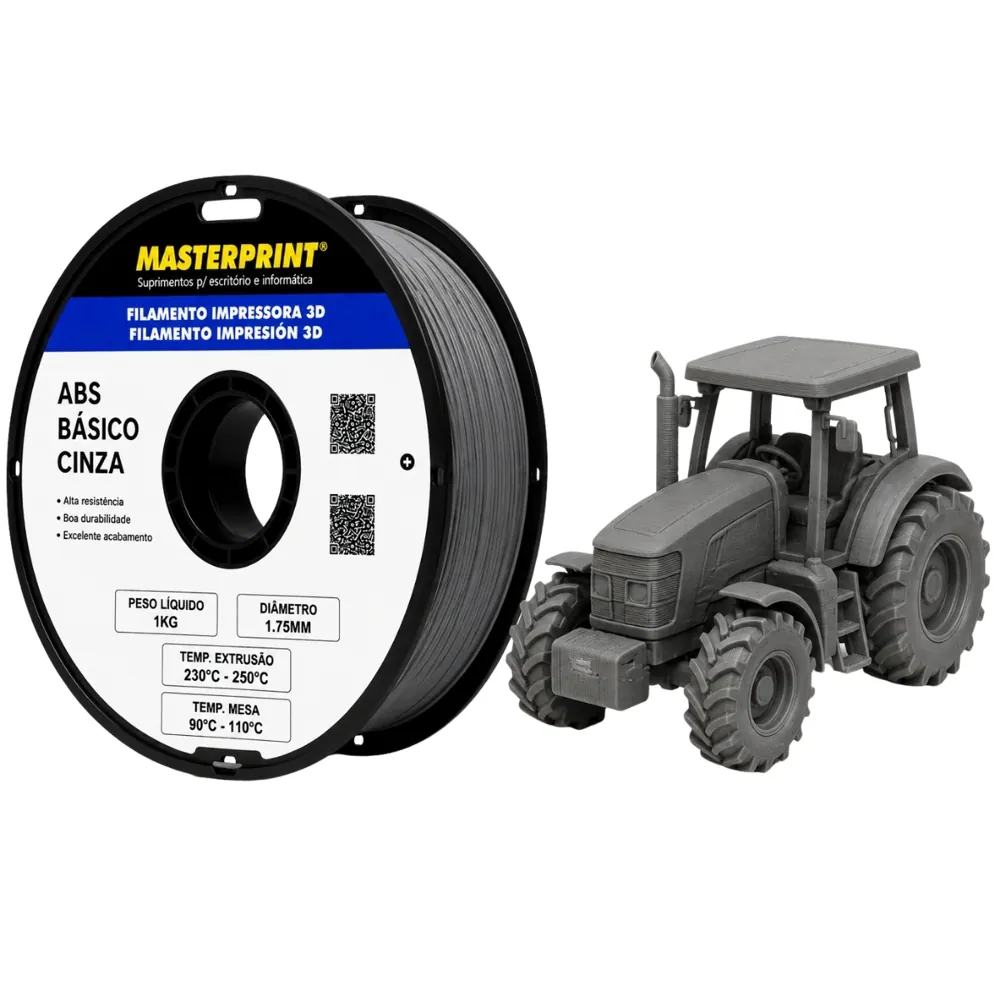 Filamento MasterPrint ABS Cinza 1 kg para Impressora 3D