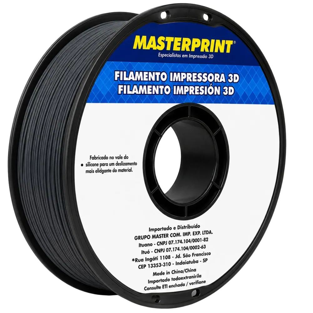 Filamento MasterPrint PLA Fosco Preto Carbono 1 kg para Impressora 3D 2