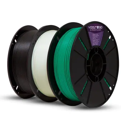 Voolt3D KIT Filamento PLA Velvet Branco + Preto + Verde para Impressora 3D — filamento para impressora 3D