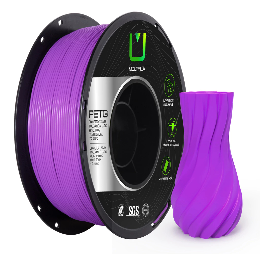 Filamento Multfila PETG Roxo Premium 1,75mm 1kg para Impressora 3D