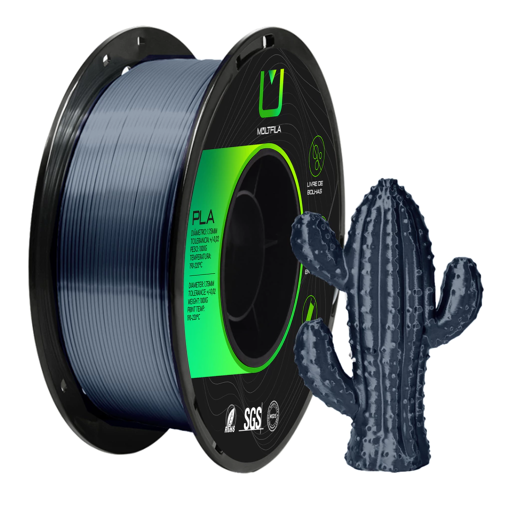 Filamento Pla Silk Aço Escovado Metalizado 1kg 3d Multfila 1.75mm para Impressora 3D