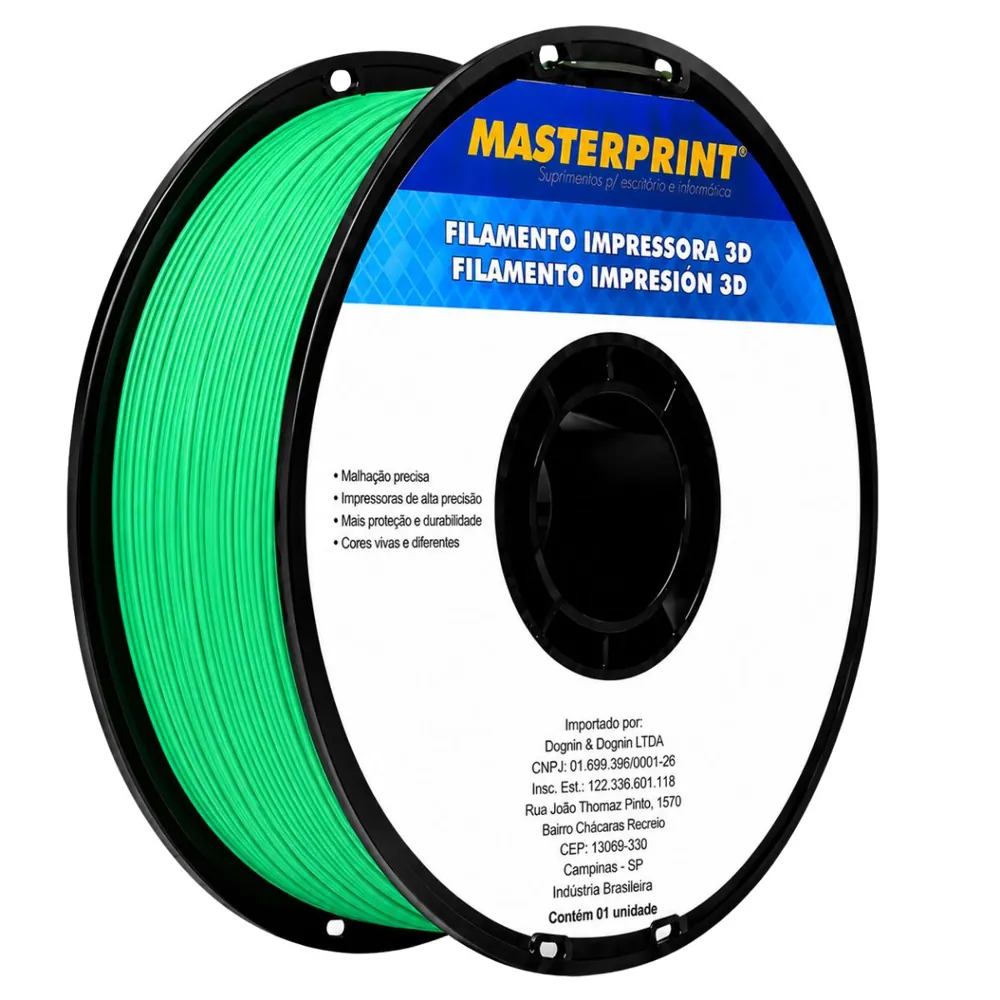 Filamento MasterPrint PLA Fosco Verde 1 kg para Impressora 3D 2