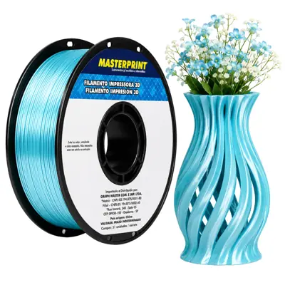 Filamento MasterPrint PLA Silk Azul Tiffany 1 kg para Impressora 3D 1