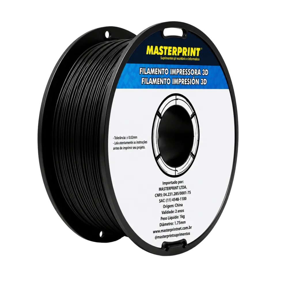 Filamento MasterPrint PLA Preto 1 kg para Impressora 3D 2