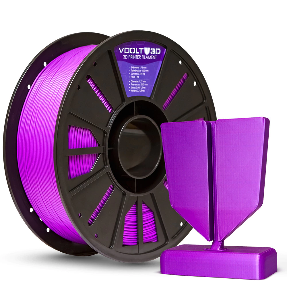 Filamento Voolt3D PLA Basic Roxo 1,75mm 1kg para Impressora 3D