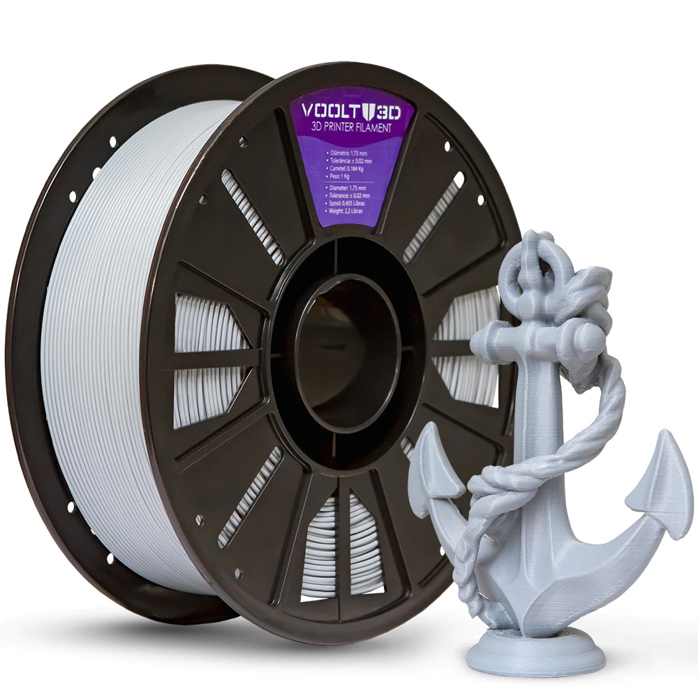 Filamento Voolt3D PLA Basic Cinza Concreto 1,75mm 1kg para Impressora 3D