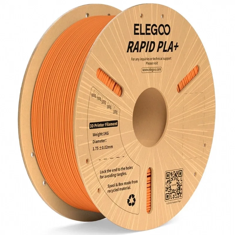 Filamento Elegoo Rapid PLA+ Laranja Elegoo 1 kg para Impressora 3D