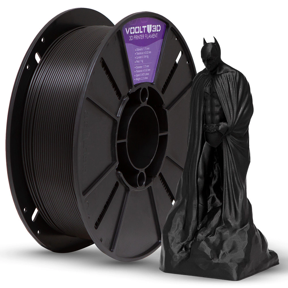 Voolt3D KIT Filamento PLA Velvet Branco + Caucasiano + Cinza + Preto para Impressora 3D 5