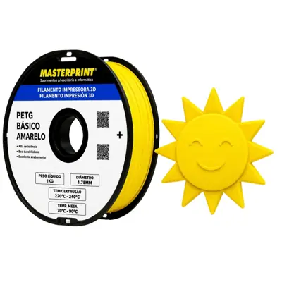Filamento MasterPrint PETG Amarelo 1 kg para Impressora 3D — filamento para impressora 3D