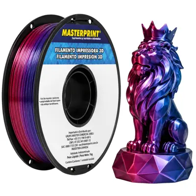 Filamento MasterPrint PLA Silk Duocolor Azul/Vermelho 1 kg para Impressora 3D 1