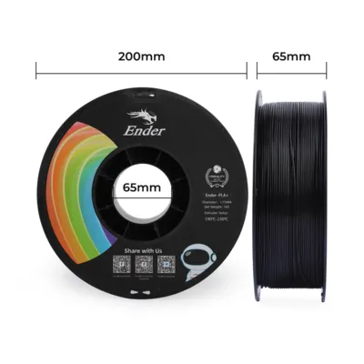 Filamento Ender-PLA+ Creality 1.75mm 1kg - Preto para Impressora 3D 3
