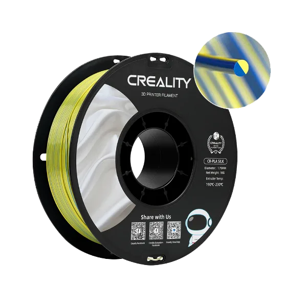 Filamento PLA CR-Silk Creality 1.75mm 1kg - Amarelo e Azul para Impressora 3D