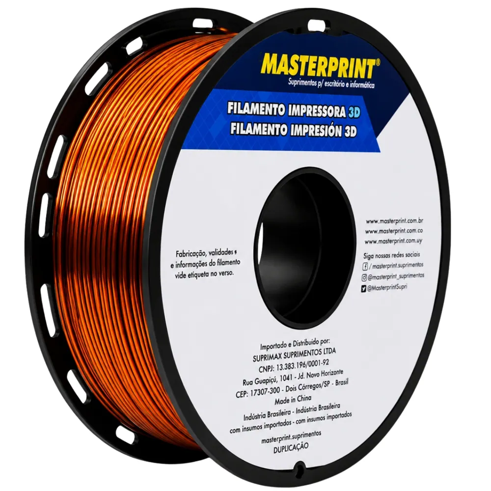 Filamento MasterPrint PLA Silk Duocolor Laranja/Preto 1 kg para Impressora 3D 2