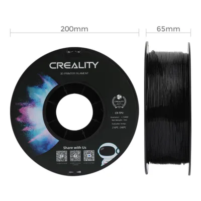 Filamento CR-TPU Creality 1.75mm 1kg - Preto para Impressora 3D 3