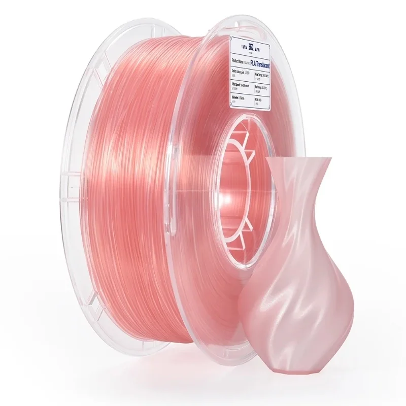 Filamento PLA Translúcido Sakura Pink - Rosa Sakura BIQU 1,75 mm 1 kg para Impressora 3D