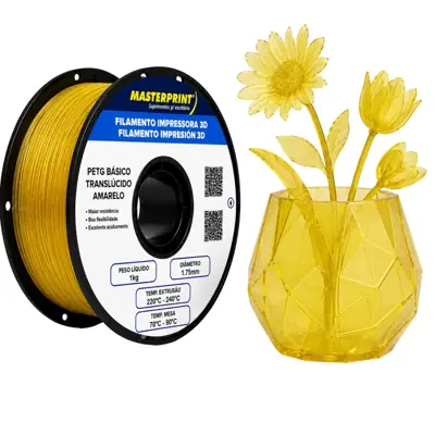 Filamento MasterPrint PETG Translucido Amarelo 1 kg para Impressora 3D — filamento para impressora 3D