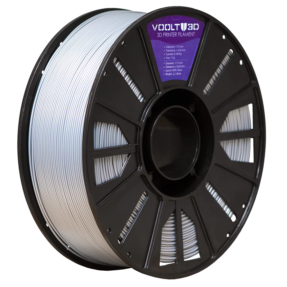 Filamento Voolt3D ABS Alumínio Metalizado 1kg para Impressora 3D