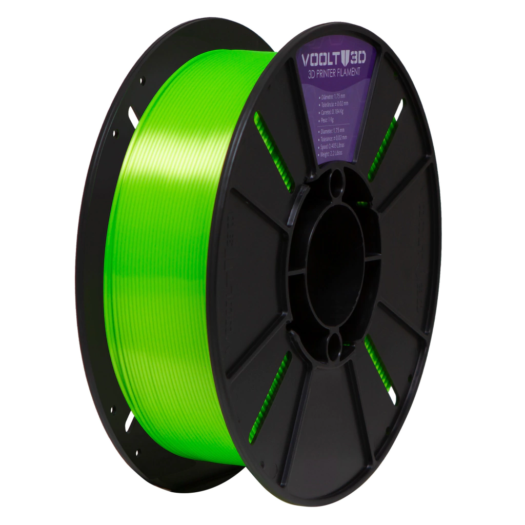Filamento Voolt3D PLA Verde Neon V-Silk 1kg para Impressora 3D 4