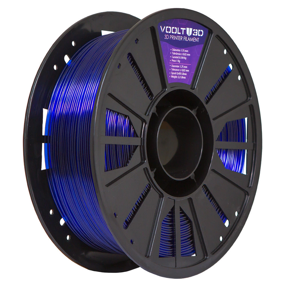 Filamento Voolt3D PETG HF Azul Marinho Translúcido High Fluidity Premium - 1Kg para Impressora 3D 4