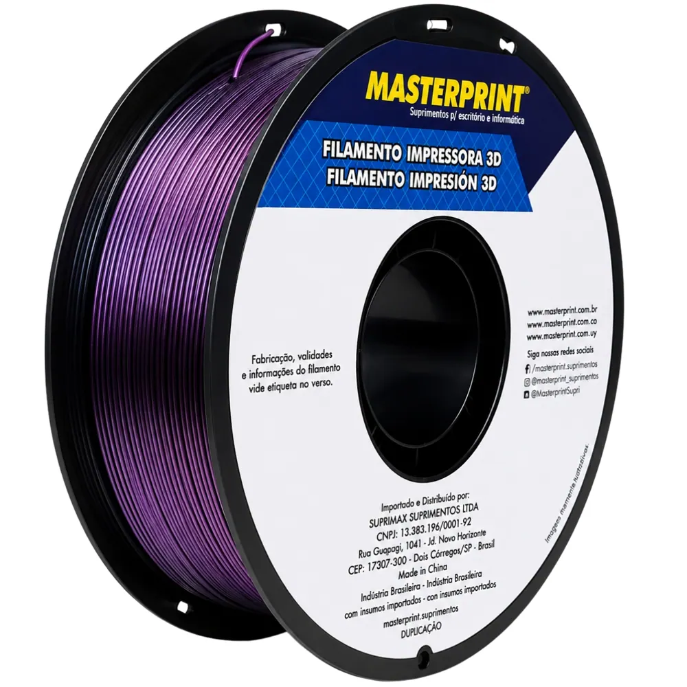 Filamento MasterPrint PLA Silk Duocolor Roxo/Preto 1 kg para Impressora 3D 2