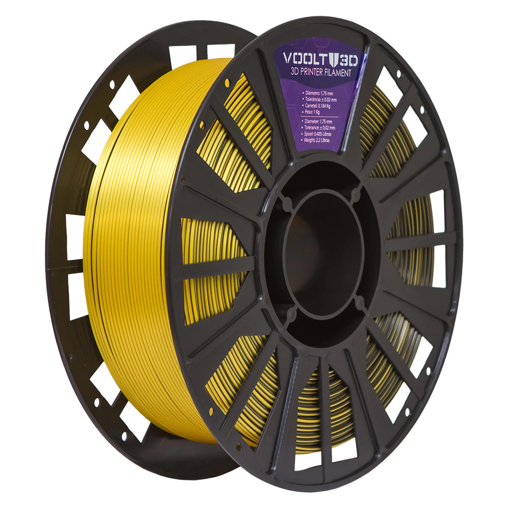 PLA Duo Color Shadow Dourado com Preto V-Silk 1kg para Impressora 3D 4