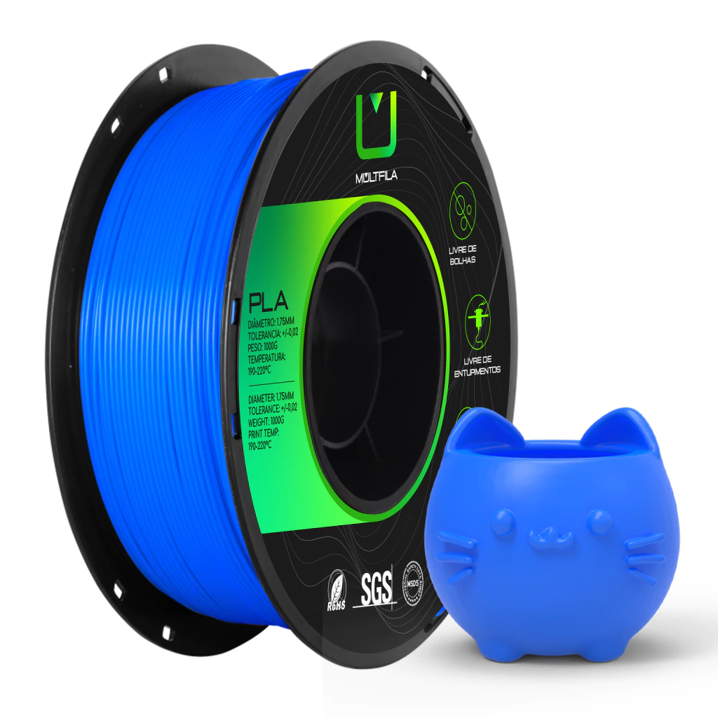 Filamento Pla Azul Safira 1kg Multfila Para Impressora 3d 1.75mm
