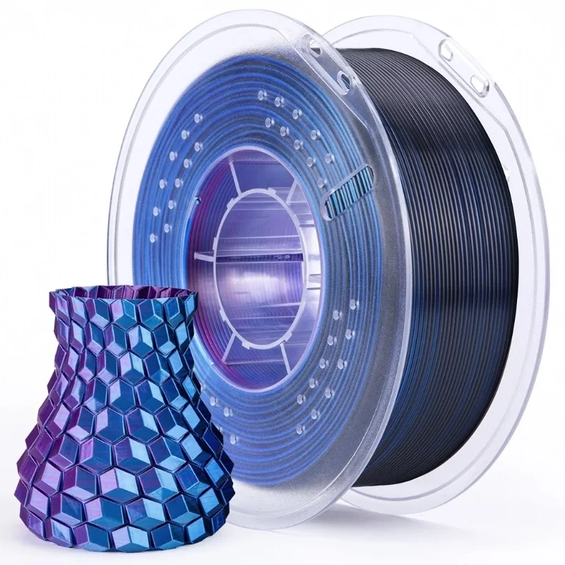 Filamento PLA Silk Tri Color Blue Purple Black - Azul, Roxo e Preto Elegoo 1,75 mm 1 kg para Impressora 3D
