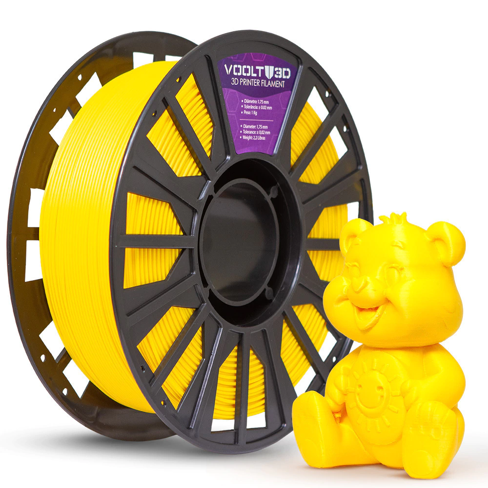 Filamento Voolt3D PLA Lite Amarelo 1kg para Impressora 3D