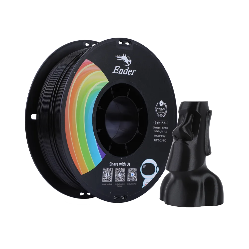 Filamento Ender-PLA+ Creality 1.75mm 1kg - Preto para Impressora 3D