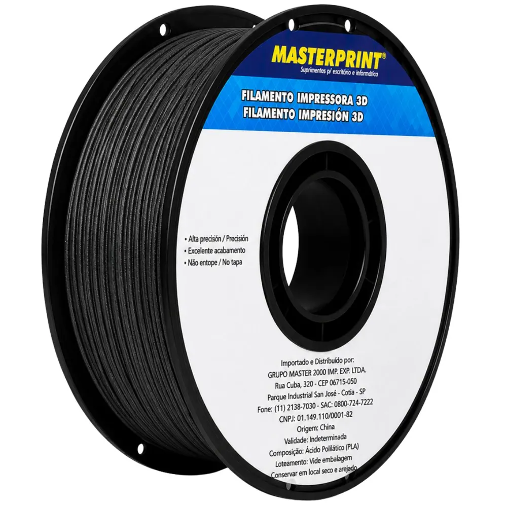 Filamento MasterPrint PLA Fibra Carbono 1 kg para Impressora 3D 2