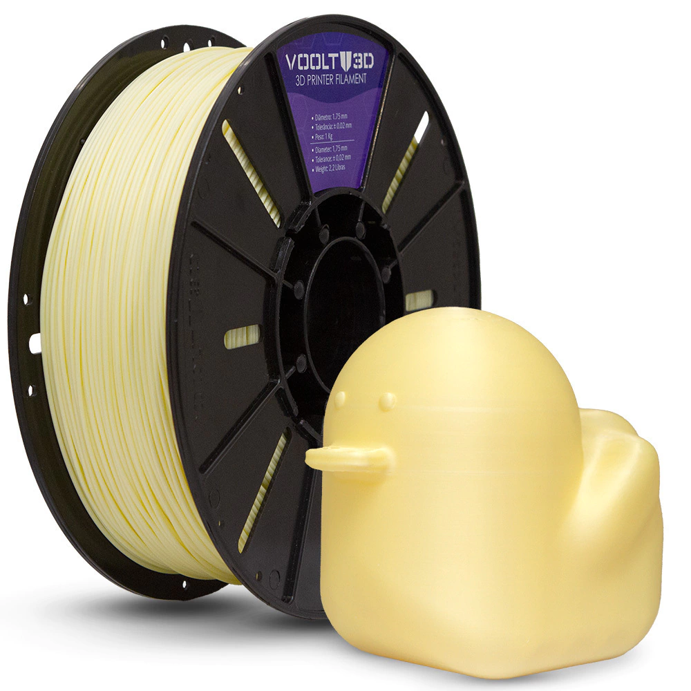 Filamento Voolt3D PLA Amarelo Macaron Velvet 1kg para Impressora 3D