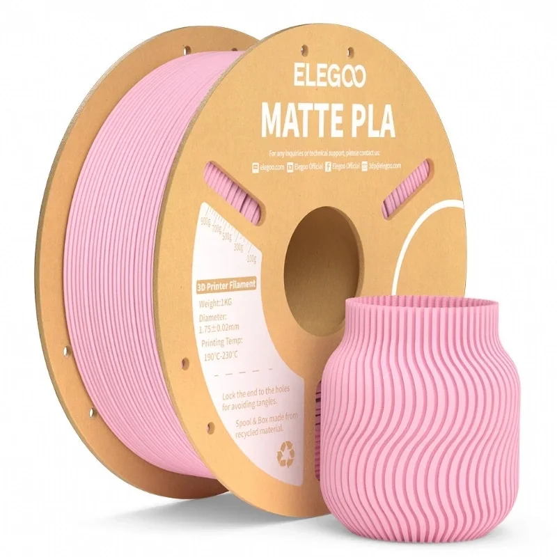 Filamento PLA Matte Fosco Rosa Sakura - Sakura Pink Elegoo 1,75 mm 1 kg para Impressora 3D