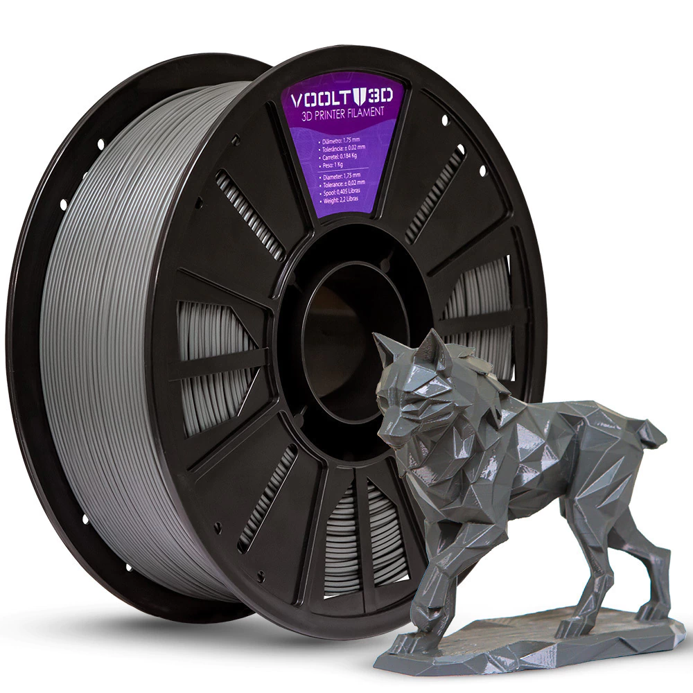 Filamento Voolt3D PLA Cinza Grafite High Speed Premium - 1Kg para Impressora 3D 1