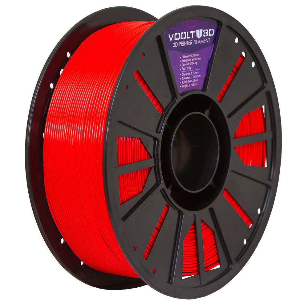 Filamento Voolt3D PETG HF Vermelho High Fluidity Premium - 1Kg para Impressora 3D 4