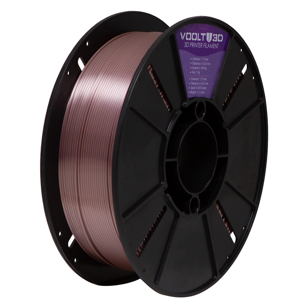 Filamento Voolt3D PLA Silk Rose 1kg para Impressora 3D 4