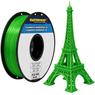 Filamento MasterPrint PLA Silk Verde 1 kg para Impressora 3D 1
