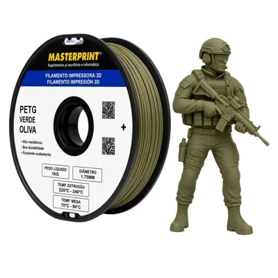 Filamento MasterPrint PETG Verde Oliva 1 kg para Impressora 3D — filamento para impressora 3D